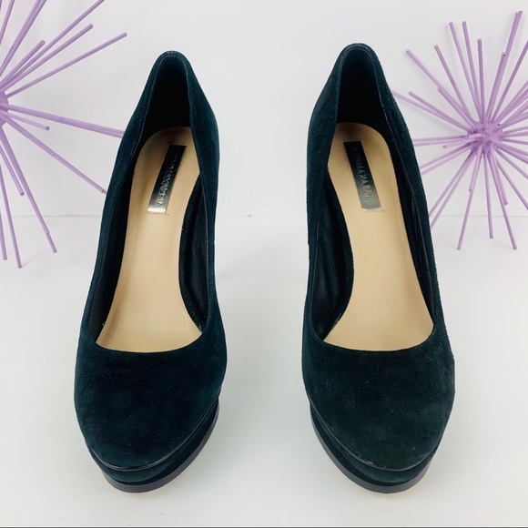 BCBGMaxAzria / Black Wood Stack Platform Heel - Picture 3 of 8